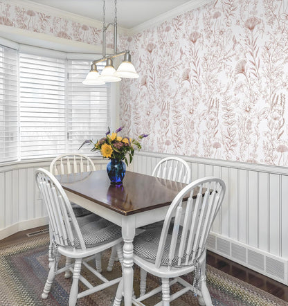 Pink Peel and Stick Wallpaper Floral Wall Paper Modern Boho Contact Paper for Bedroom Removable Self Adhesive Wallpaper for Bathroom Living Room Papel Tapiz para Pared 17.3"×78.7”