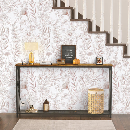 Pink Peel and Stick Wallpaper Floral Wall Paper Modern Boho Contact Paper for Bedroom Removable Self Adhesive Wallpaper for Bathroom Living Room Papel Tapiz para Pared 17.3"×78.7”