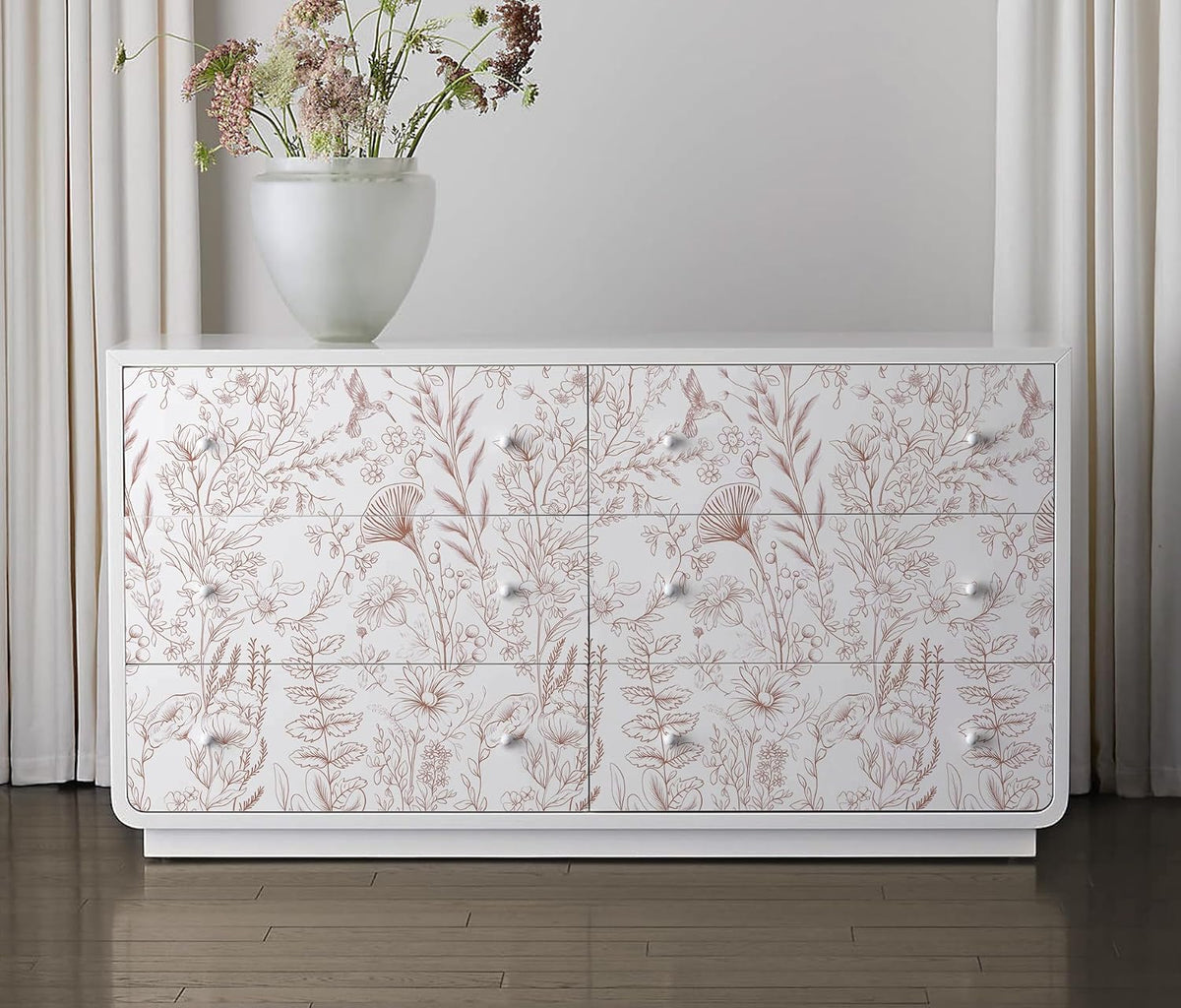 Pink Peel and Stick Wallpaper Floral Wall Paper Modern Boho Contact Paper for Bedroom Removable Self Adhesive Wallpaper for Bathroom Living Room Papel Tapiz para Pared 17.3"×78.7”