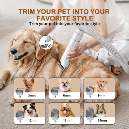 Dog Grooming Kit, 3 Suction Modes Dog Brush Vacuum with 6 Pet Grooming Tools (Eggshell)