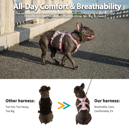 Escape Proof Dog Harness, Escape Artist Harness, Fully Reflective Harness with Padded Handle, Breathable,Durable, Adjustable Vest for Medium Dogs Walking, Training, and Running Gear (Pink,M)