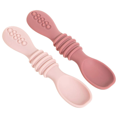 Silicone Baby Spoons for Baby Led Weaning 4-Pack, First Stage Baby Feeding Spoon Set Gum Friendly BPA Lead Phthalate and Plastic Free, Pink