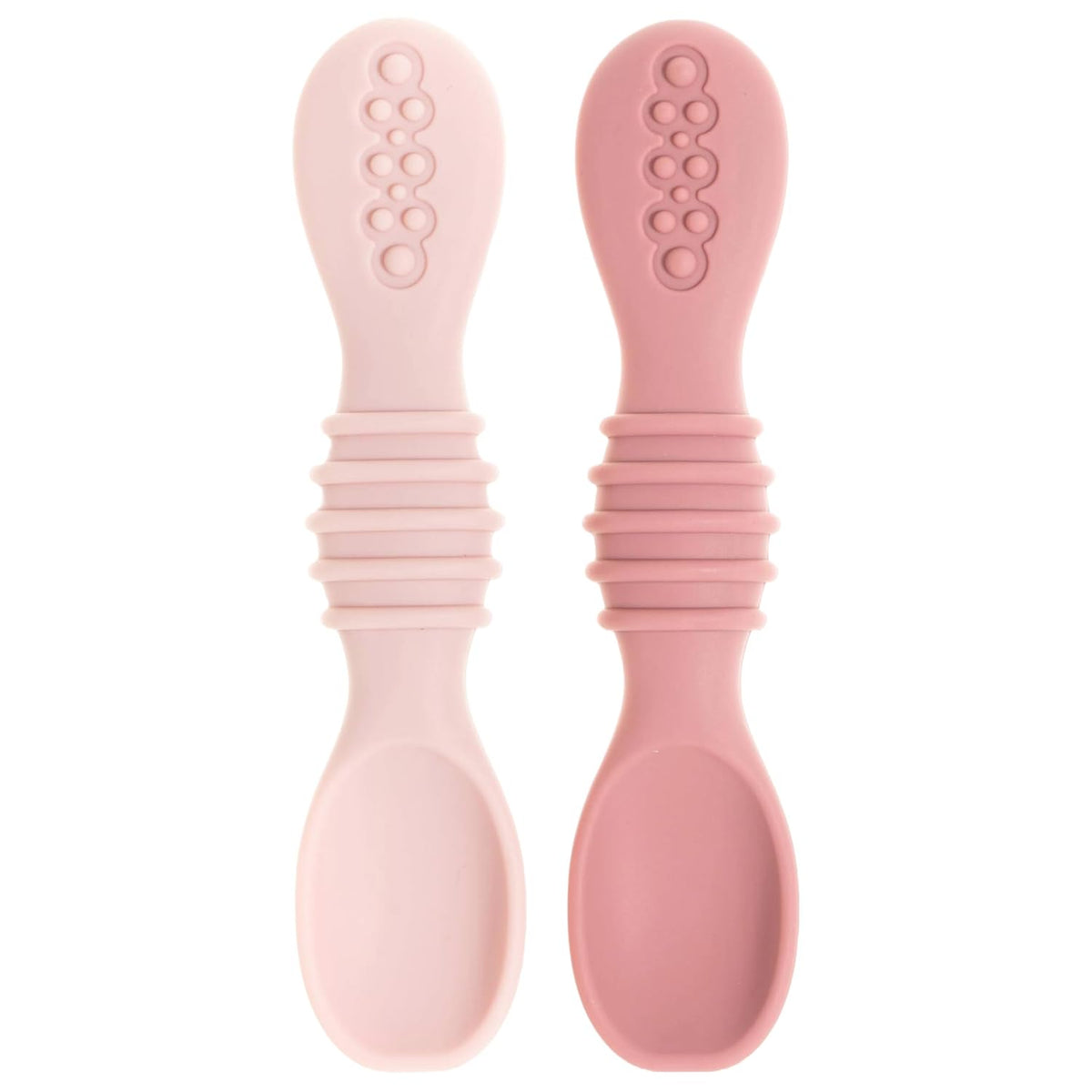 Silicone Baby Spoons for Baby Led Weaning 4-Pack, First Stage Baby Feeding Spoon Set Gum Friendly BPA Lead Phthalate and Plastic Free, Pink
