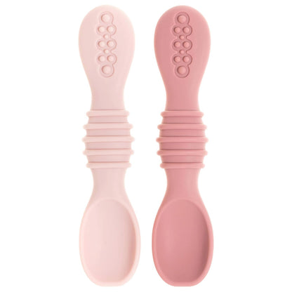Silicone Baby Spoons for Baby Led Weaning 4-Pack, First Stage Baby Feeding Spoon Set Gum Friendly BPA Lead Phthalate and Plastic Free, Pink