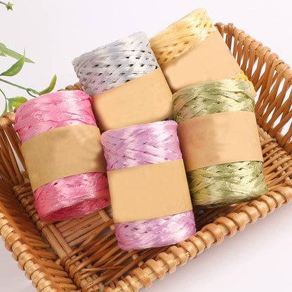 3 Pack Peach Pink Raffia Ribbon Yarn Gift Wrapping Ribbon Crochet Summer Sun Hat Yarn 240m