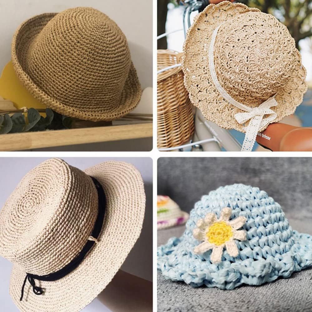 3 Pack Peach Pink Raffia Ribbon Yarn Gift Wrapping Ribbon Crochet Summer Sun Hat Yarn 240m