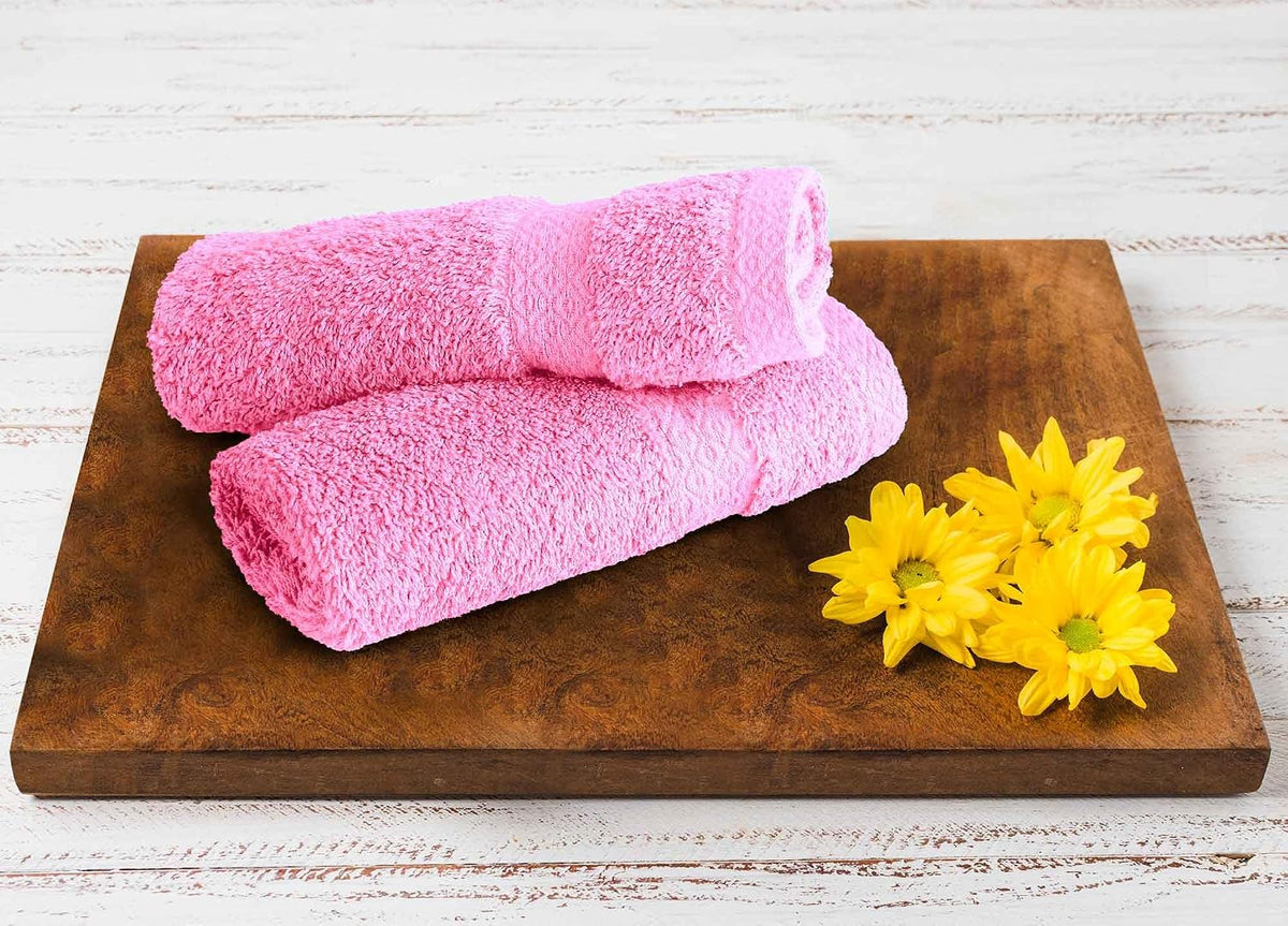 6 Piece Towel Sets, 100% Cotton Turkish Towels for Bathroom, 2 Bath Towel, 2 Hand Towel, and 2 Wash Cloth - Pink Towel Set