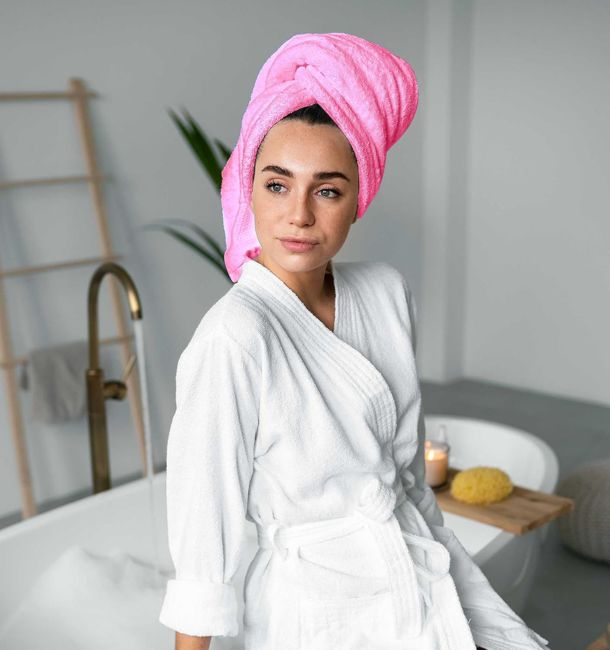 6 Piece Towel Sets, 100% Cotton Turkish Towels for Bathroom, 2 Bath Towel, 2 Hand Towel, and 2 Wash Cloth - Pink Towel Set