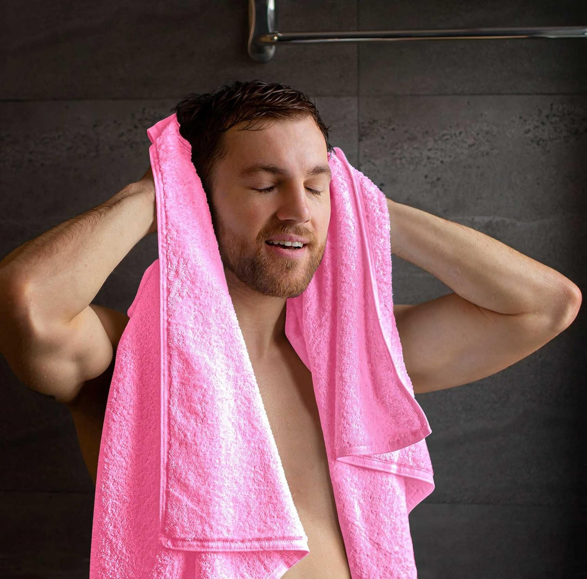 6 Piece Towel Sets, 100% Cotton Turkish Towels for Bathroom, 2 Bath Towel, 2 Hand Towel, and 2 Wash Cloth - Pink Towel Set