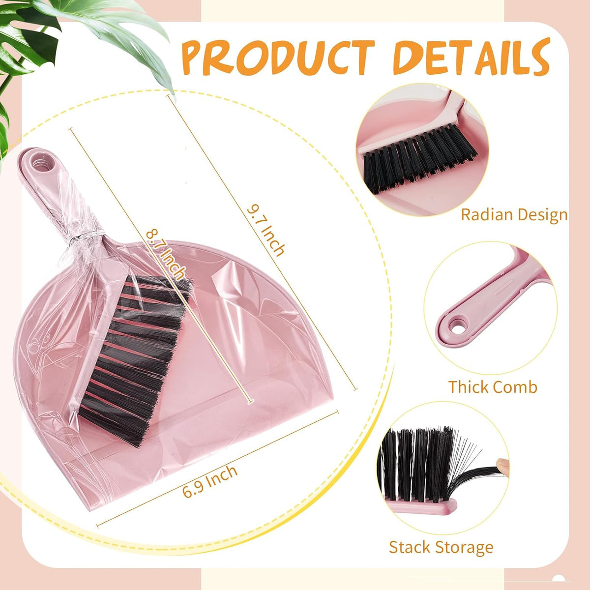 18 Pack Mini Dustpan Brush Set Small Broom Set Bulk,Pink