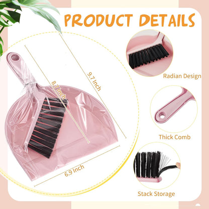 18 Pack Mini Dustpan Brush Set Small Broom Set Bulk,Pink