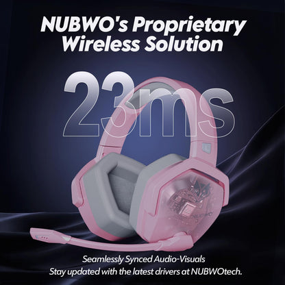 G06 Dual Wireless Gaming Headset with Mic for PS5, PS4, PC, Mobile, Switch: 2.4GHz Wireless + Bluetooth - 100 Hr Battery - 50mm Drivers - Pink
