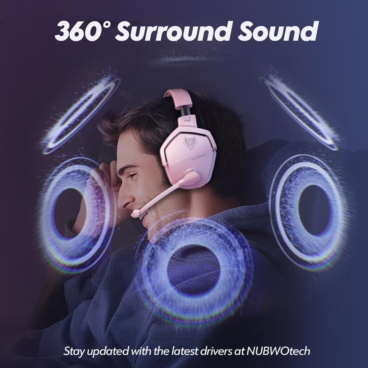 G06 Dual Wireless Gaming Headset with Mic for PS5, PS4, PC, Mobile, Switch: 2.4GHz Wireless + Bluetooth - 100 Hr Battery - 50mm Drivers - Pink