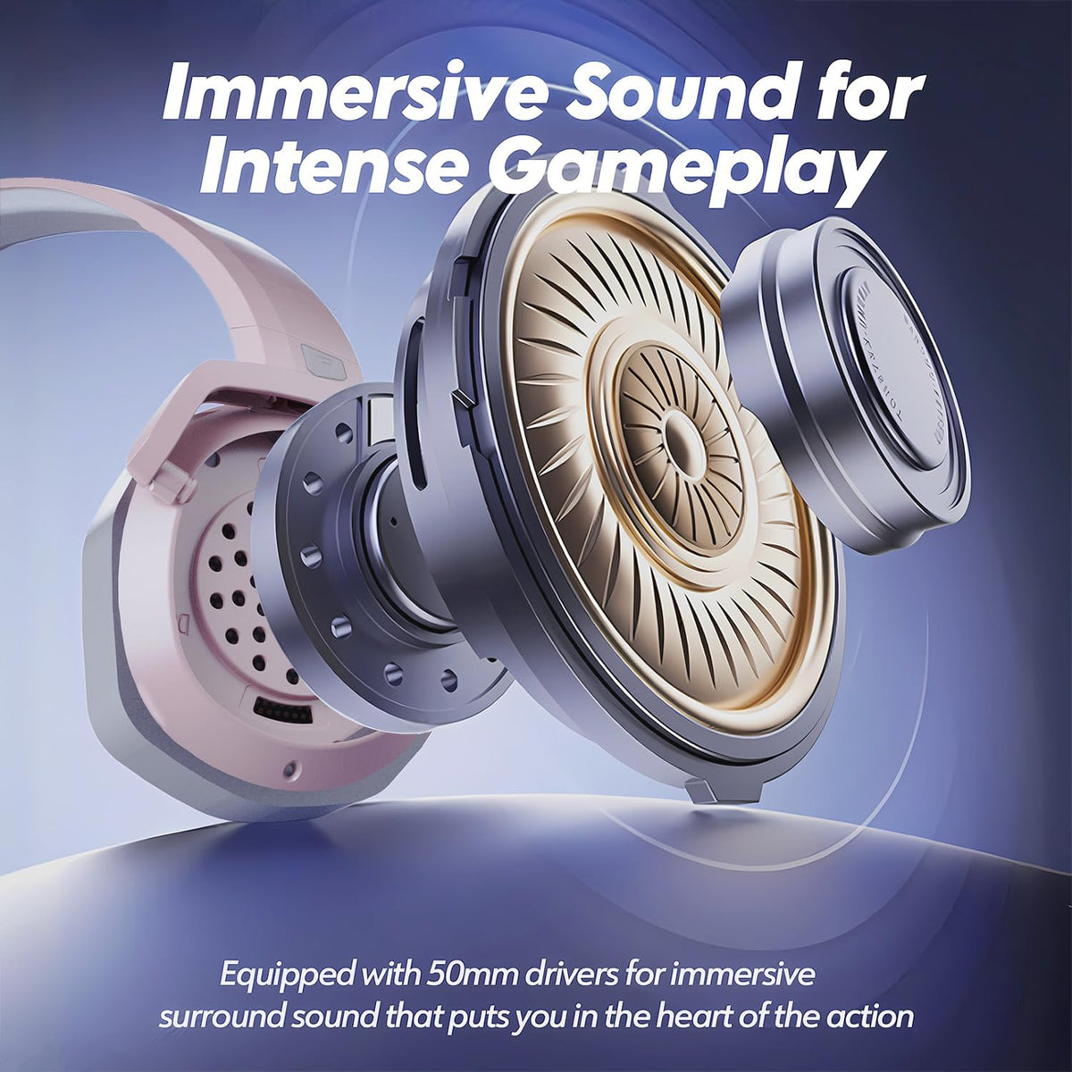 G06 Dual Wireless Gaming Headset with Mic for PS5, PS4, PC, Mobile, Switch: 2.4GHz Wireless + Bluetooth - 100 Hr Battery - 50mm Drivers - Pink