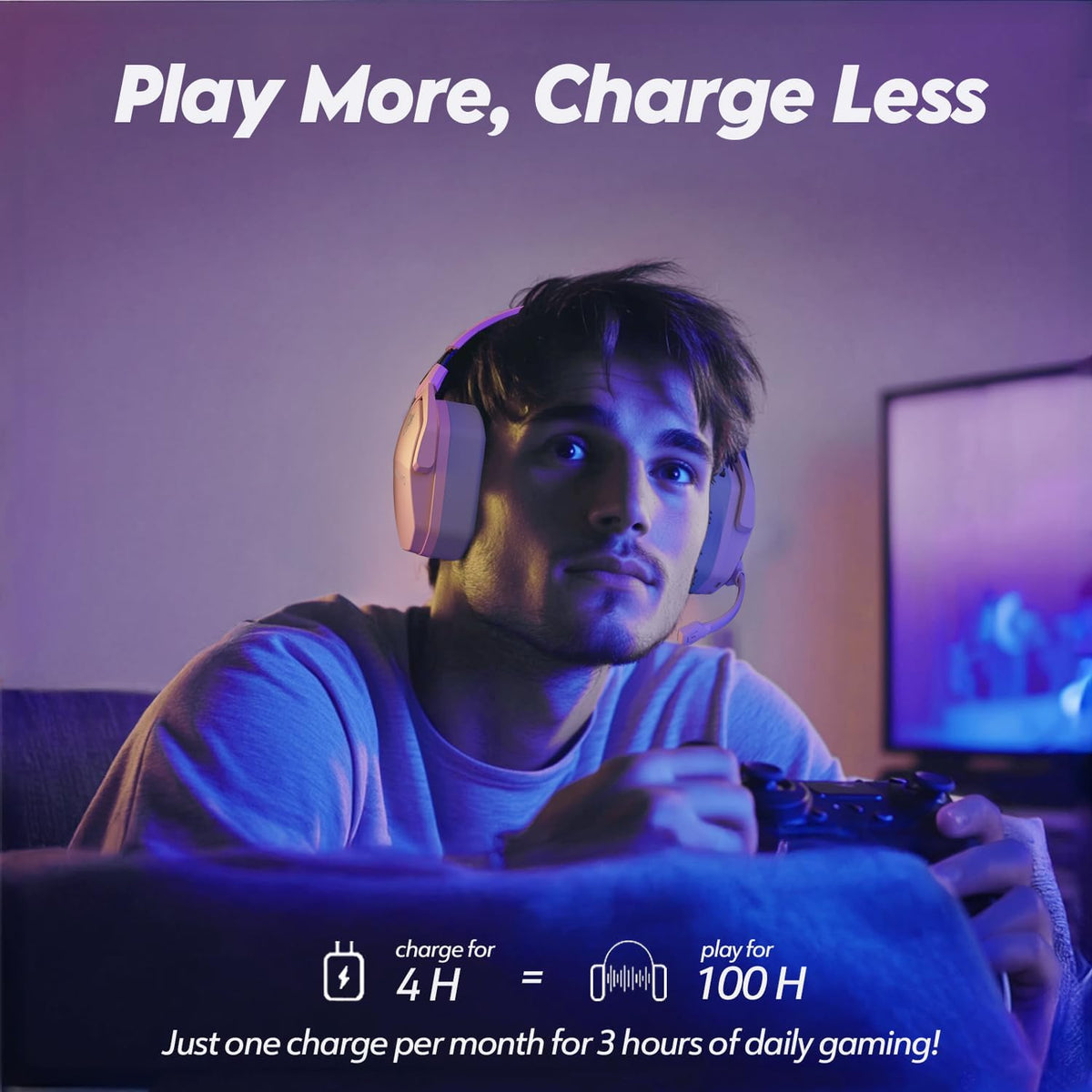 G06 Dual Wireless Gaming Headset with Mic for PS5, PS4, PC, Mobile, Switch: 2.4GHz Wireless + Bluetooth - 100 Hr Battery - 50mm Drivers - Pink