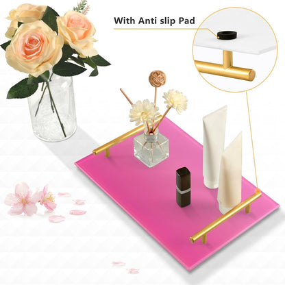 Peach Gradient Pure Decorative Lunch Tray with Handles Plastic Serving Tray for Jewelry Perfume for Bed Serving bandejas para desayuno baratas