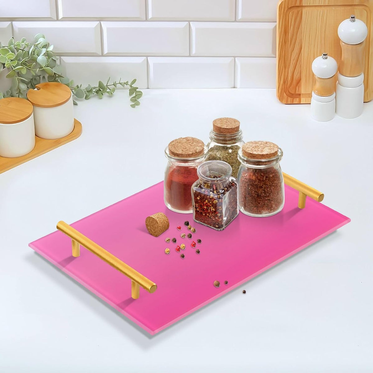 Peach Gradient Pure Decorative Lunch Tray with Handles Plastic Serving Tray for Jewelry Perfume for Bed Serving bandejas para desayuno baratas