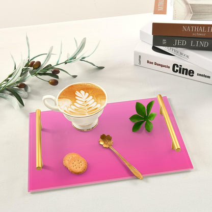 Peach Gradient Pure Decorative Lunch Tray with Handles Plastic Serving Tray for Jewelry Perfume for Bed Serving bandejas para desayuno baratas