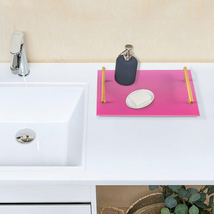 Peach Gradient Pure Decorative Lunch Tray with Handles Plastic Serving Tray for Jewelry Perfume for Bed Serving bandejas para desayuno baratas
