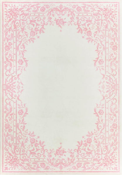 Washable 5x7 Rugs for Girls Bedroom, French Retro Non Slip Pink Rug