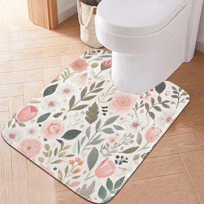 Pink Flowers Bathroom Mat Rug 24" x 16" Non Slip Super Absorbent Quick Dry Bath Mats for Bathtub Fluffy Rugs