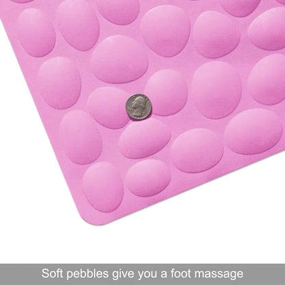 Non-Slip Bathtub Mat Soft Rubber Bathroom Bathmat with Strong Suction Cups (Pink, 16x31.5 inch)