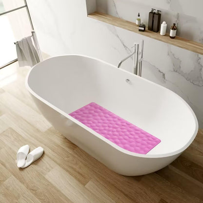 Non-Slip Bathtub Mat Soft Rubber Bathroom Bathmat with Strong Suction Cups (Pink, 16x31.5 inch)