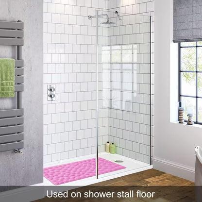 Non-Slip Bathtub Mat Soft Rubber Bathroom Bathmat with Strong Suction Cups (Pink, 16x31.5 inch)