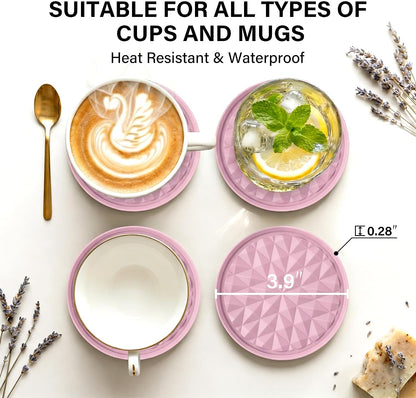 Silicone Drink Coasters Set of 4, Coaster for Desk