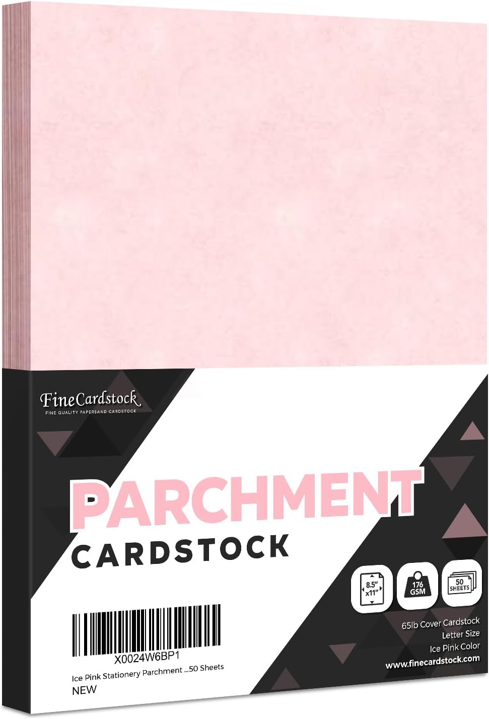 Ice Pink Stationery Parchment Recycled Paper | 65Lb Cover Cardstock | 8.5” x 11” Inches | 50 Sheets Per Pack