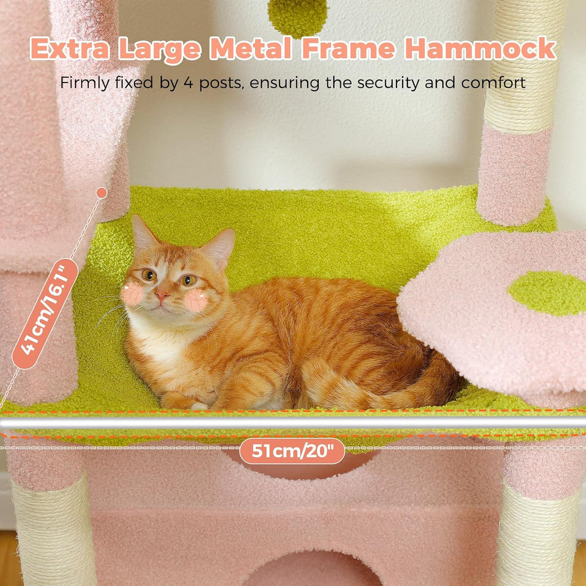 Flower Cat Tree 72" Cat Tower with Condos&Hammock for Large Cats