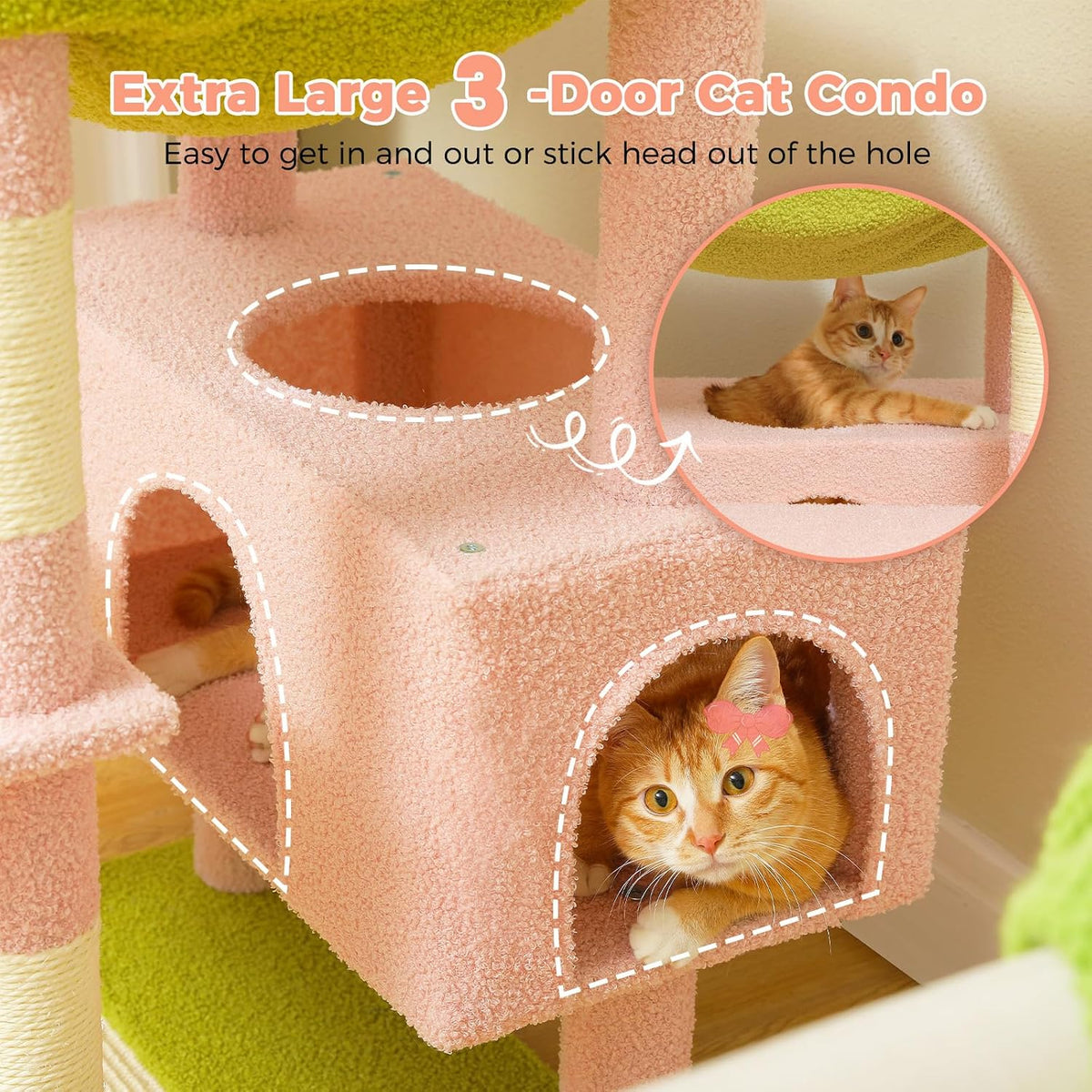 Flower Cat Tree 72" Cat Tower with Condos&Hammock for Large Cats