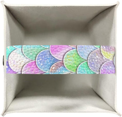Animal Print Tissue Box Holder for Home Office Desk Tabletop Mermaid Tissue Box Cover Square Facial Paper Holder Nightstand Easy to Clean PU Leather Cube Tissue Box Case Pink