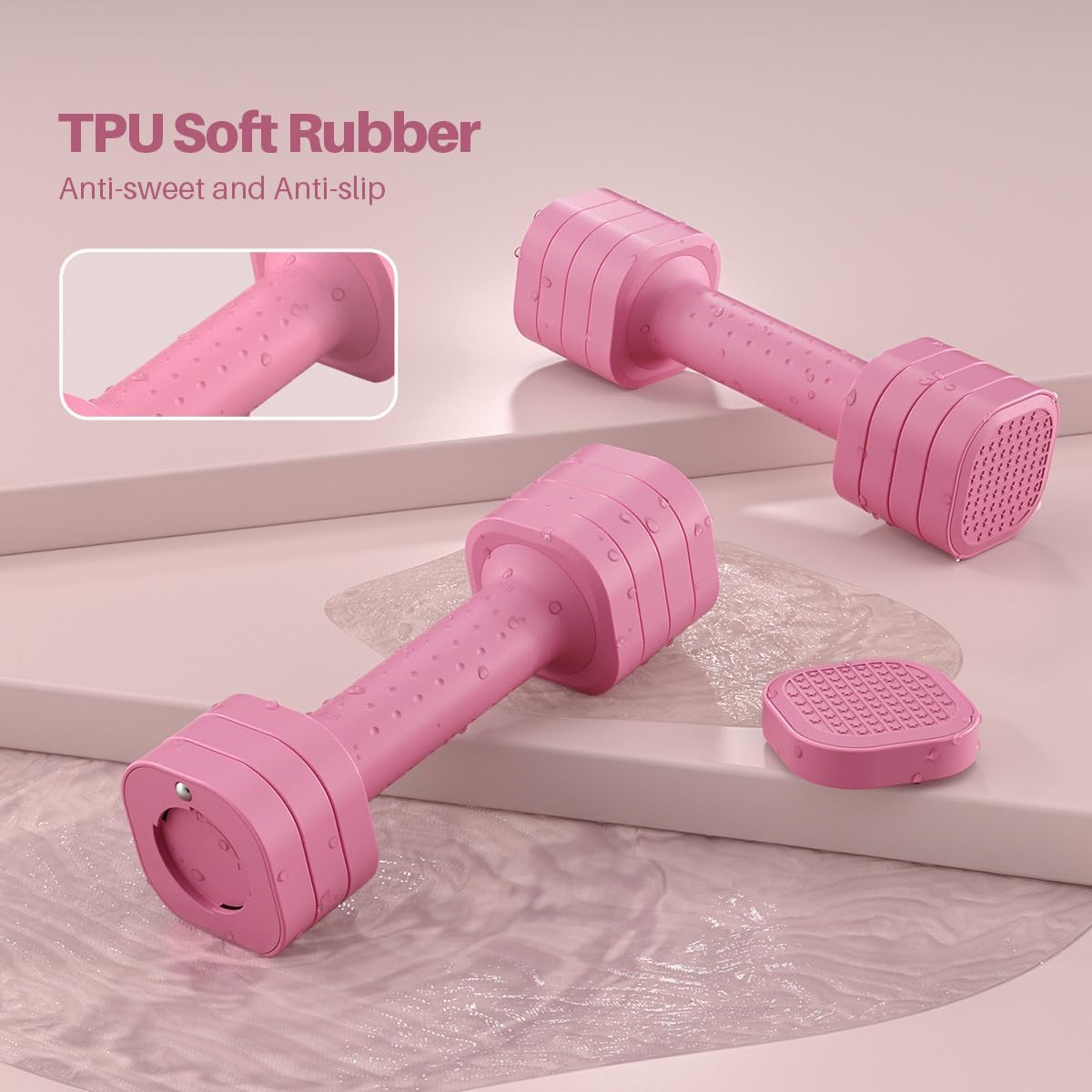 Adjustable Dumbbell Set, 4 in 1 Free Weight Dumbbell Set for Women, Hand Weight for Women at Home, Each 2lb 3lb 4lb 5lb with TPU Soft Rubber Handle for Home Gym Aquatic Fitness Equipment