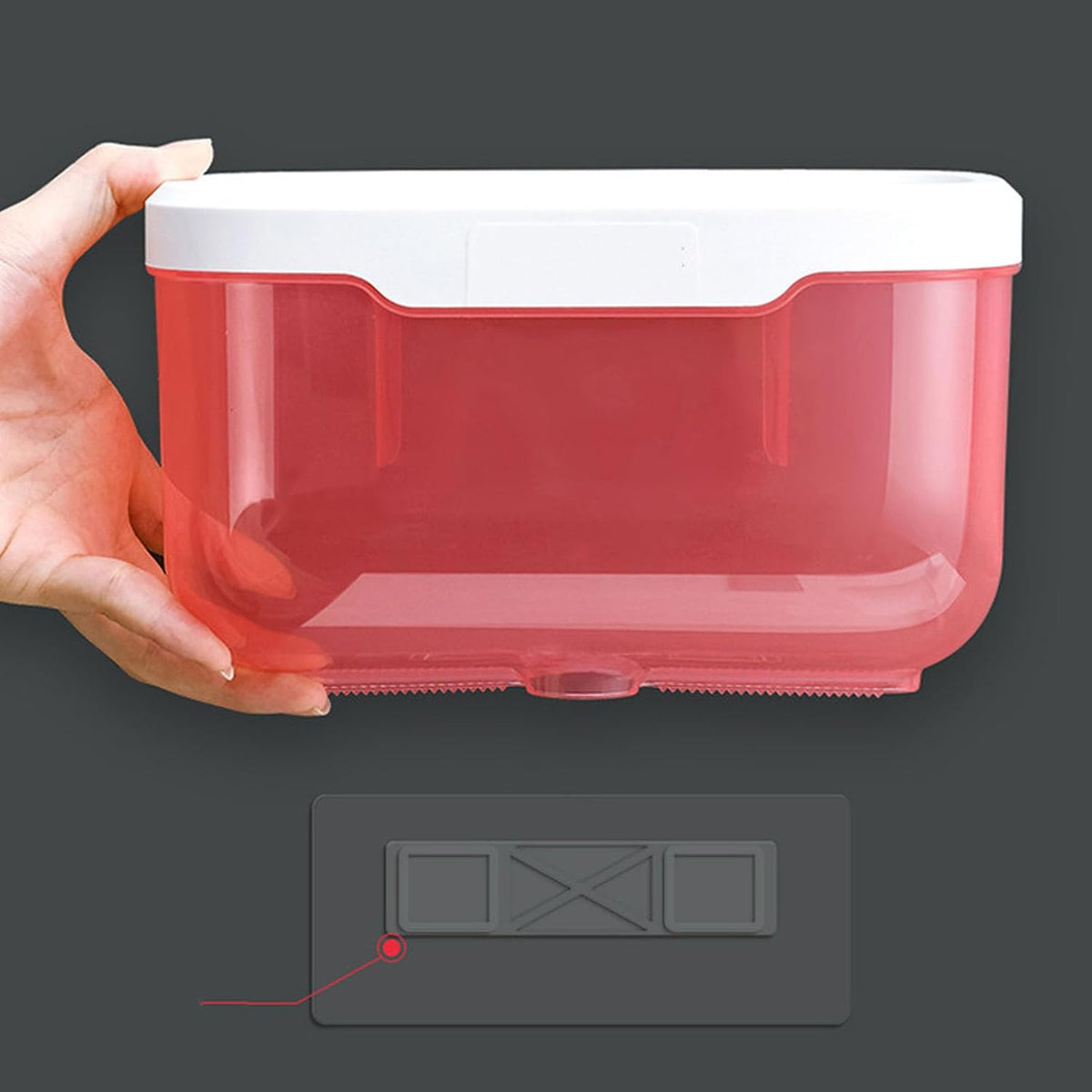 Wall Toilet Paper Holder with Cover, Plastic Transparent Full Covered Toilet Paper Roll Cover Toilet Paper Box Toilet Paper Protector for Bathroom Kitchen (Pink)
