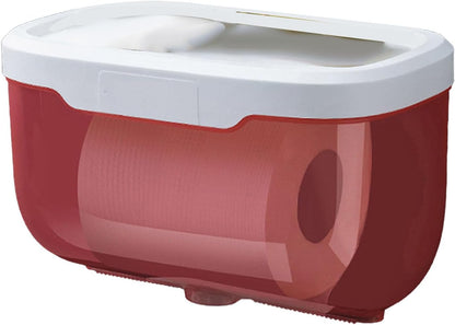 Wall Toilet Paper Holder with Cover, Plastic Transparent Full Covered Toilet Paper Roll Cover Toilet Paper Box Toilet Paper Protector for Bathroom Kitchen (Pink)