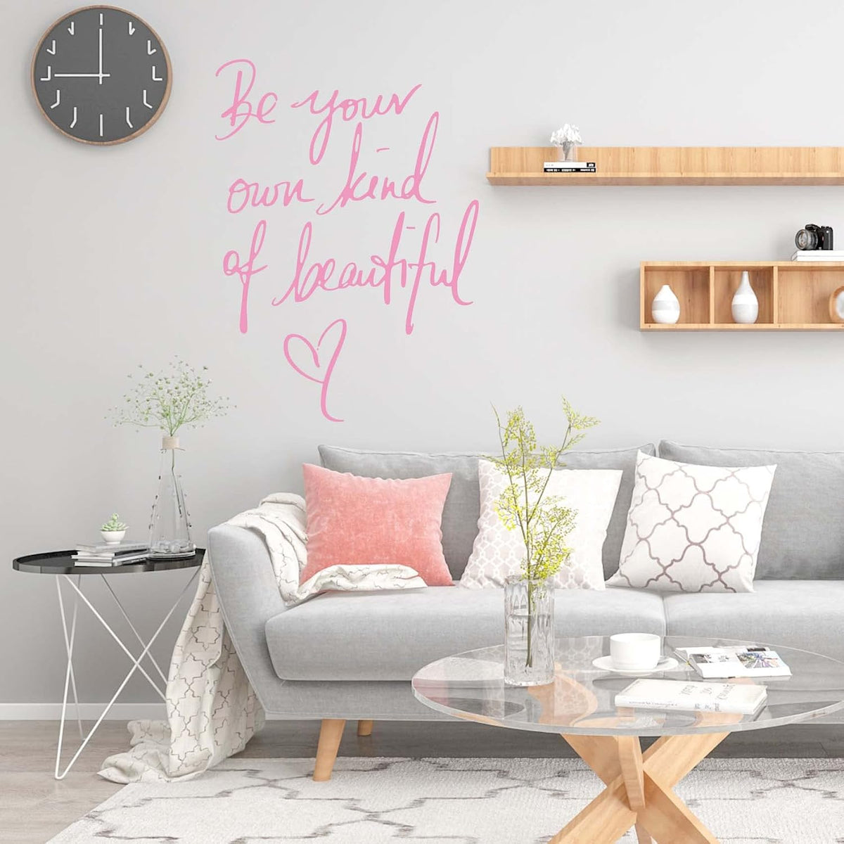 Wall Stickers Inspirational Quote, Peel and Stick, Pink