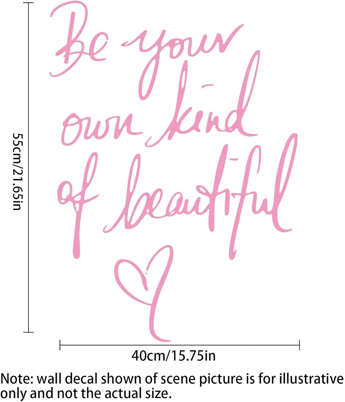 Wall Stickers Inspirational Quote, Peel and Stick, Pink