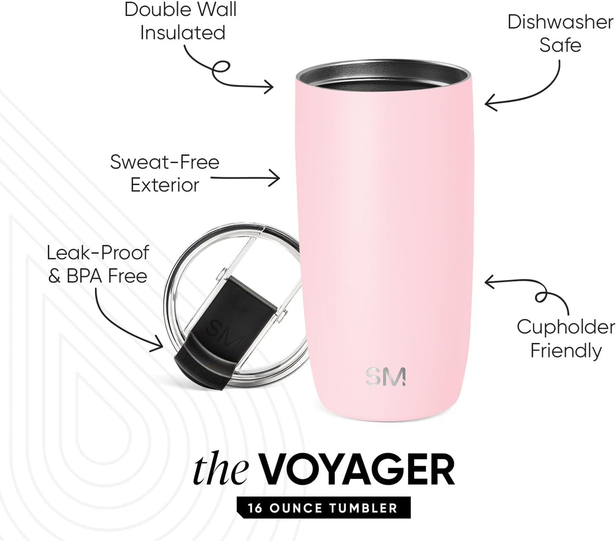 Travel Coffee Mug with Lid | 16oz | Pink