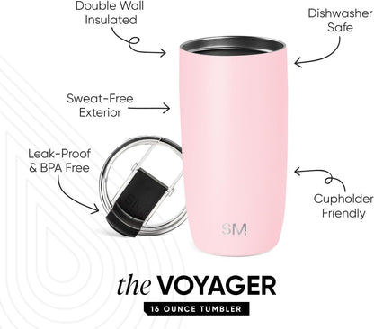 Travel Coffee Mug with Lid | 16oz | Pink