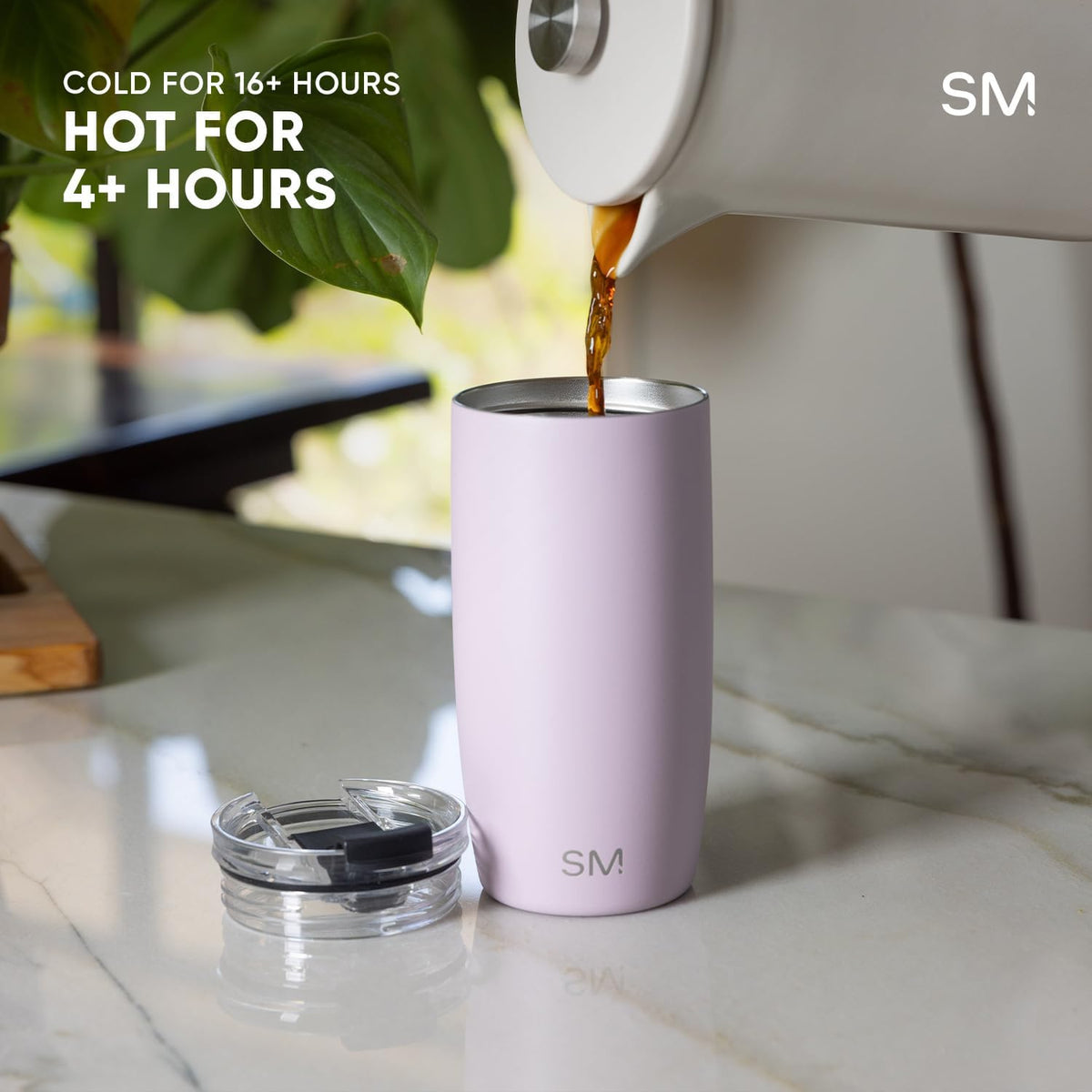 Travel Coffee Mug with Lid | 16oz | Pink