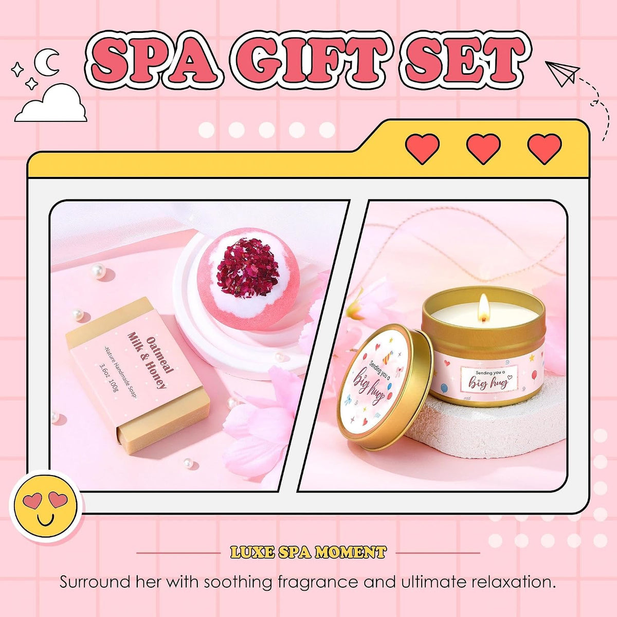 Gift Baskets for Women Unique Birthday Gifts for Women Self Care Cheer Up Gifts Set Pick Me Up Gift Box for Woman Teen Girls Best Friend Sister Ladies Friendship Her - Inspirational Pink Present