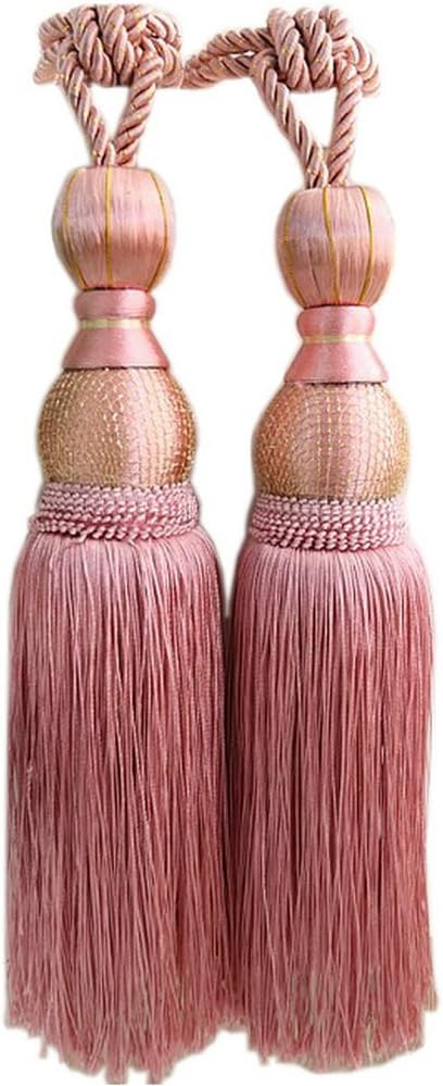 1 Pair Simple Elegant Curtain Cord Tie Drape Holdback Bedroom Curtain Buckle (Dark Pink)