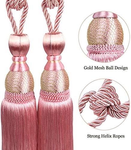 1 Pair Simple Elegant Curtain Cord Tie Drape Holdback Bedroom Curtain Buckle (Dark Pink)
