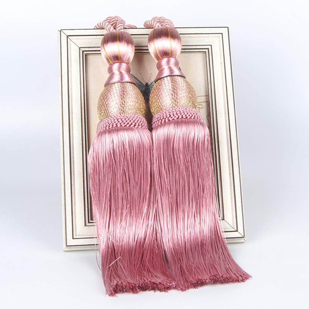 1 Pair Simple Elegant Curtain Cord Tie Drape Holdback Bedroom Curtain Buckle (Dark Pink)