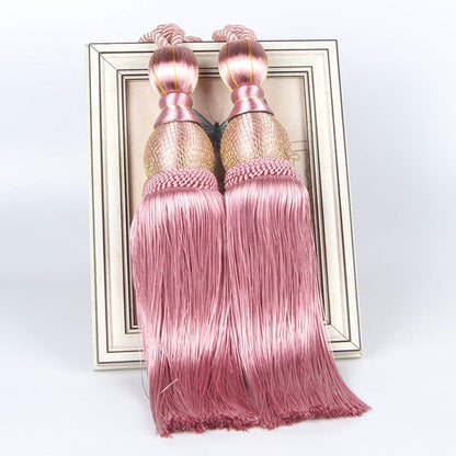 1 Pair Simple Elegant Curtain Cord Tie Drape Holdback Bedroom Curtain Buckle (Dark Pink)