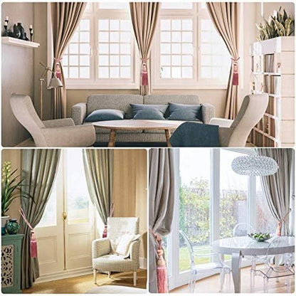 1 Pair Simple Elegant Curtain Cord Tie Drape Holdback Bedroom Curtain Buckle (Dark Pink)