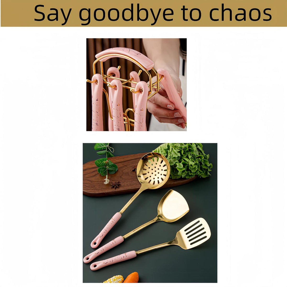 Gold Kitchen Utensils,7pieces Cooking Utensils Set,Kitchen Tools Set With Utensil Holder, Gold Kitchen Accessories,Dishwasher Safe, Easy To Clean(Pink)