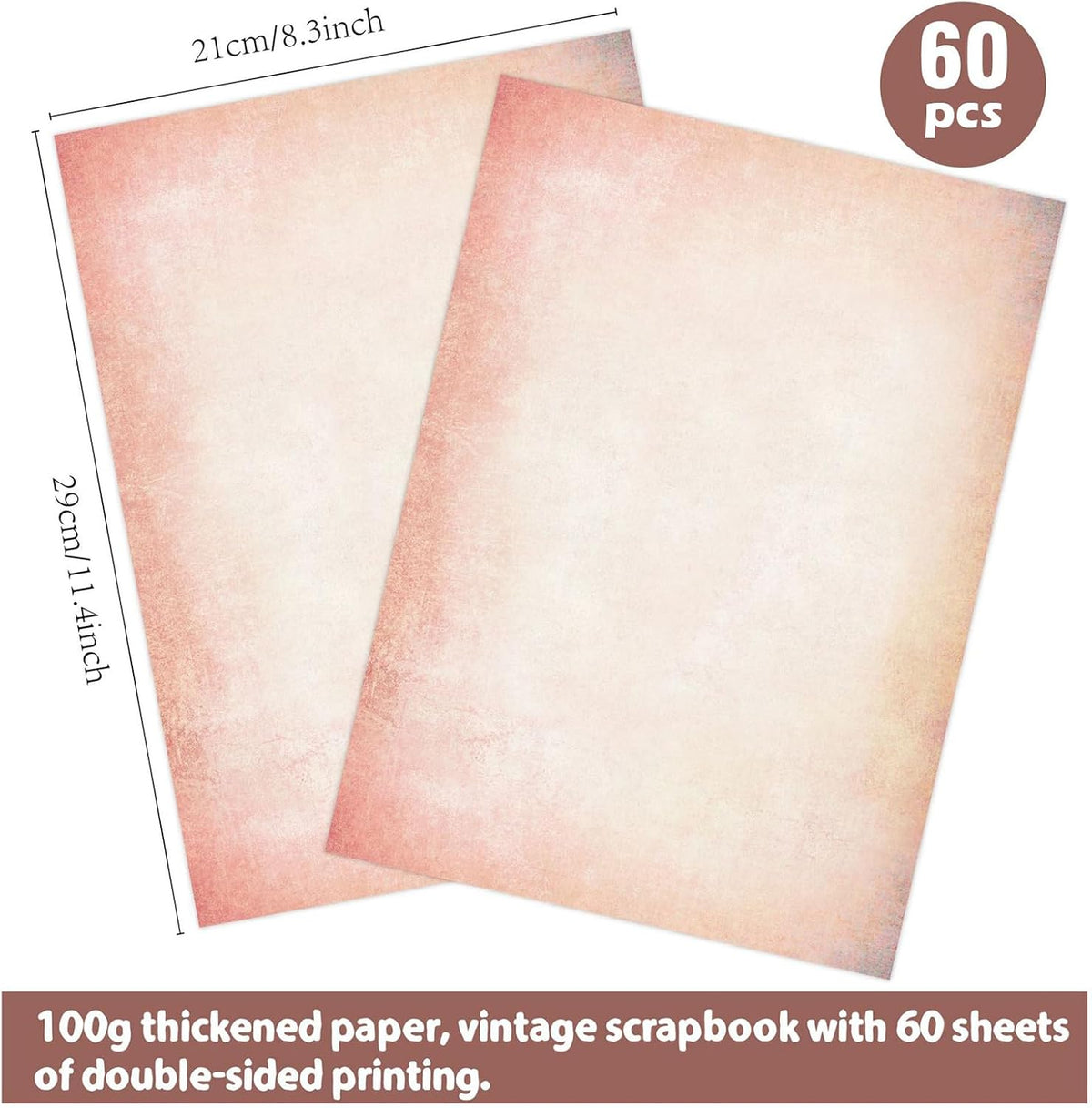 60 Sheets Retro Pink Stationery Paper, Pink Letter Paper Cute Writing Paper, Pink Copy Paper Pastel Colored Paper Computer Printer Paper