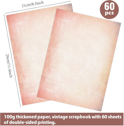 60 Sheets Retro Pink Stationery Paper, Pink Letter Paper Cute Writing Paper, Pink Copy Paper Pastel Colored Paper Computer Printer Paper